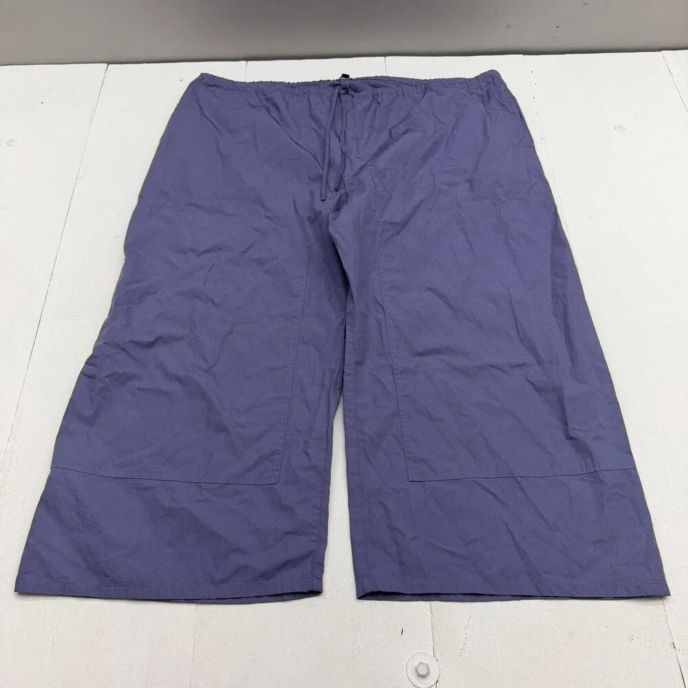 J.Crew Pants Womens 3X Purple Twill Crop Wide Leg Elastic Drawstring Waist